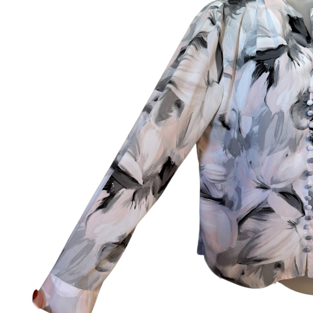 NWT Calvin Klein Blouse in Blush/Gray  GORGEOUS   MEDIUM/PETITE       #L - Picture 4 of 9